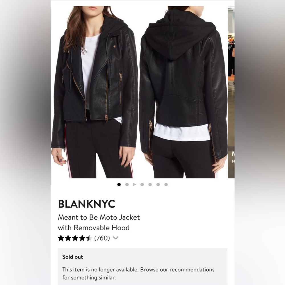 BLANKNYC Meant to Be Moto Jacket with Removable Hood, size small